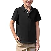 Haloumoning Boys Short Sleeve Polo Shirt Kids Collared School Uniform Shirts 5-14 Years