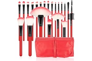 DAXSTAR Professional Makeup Brush Set - 22pcs Red Cosmetic Brushes Kits No Shedding Foundation Eyeshadow Brushes with Storage Bag for Girls Ladies