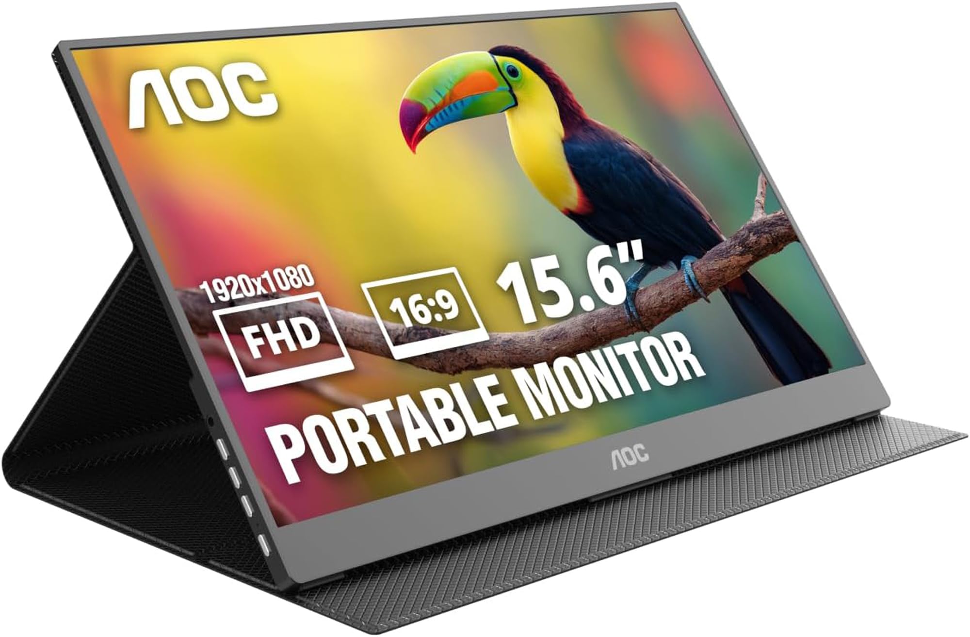 Photo 1 of **SELLING FOR PARTS**AOC 16T20 Portable Monitor 15.6" FHD 1080p IPS Display, USB-C, Mini HDMI, Built-in Speakers, Travel Monitor with Smart Cover, Compatible with Laptops, MacBook, Gaming Console Ready