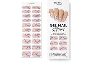 MOYOU LONDON Semi Cured Gel Nail Strips - 20 Pcs. Gel Nail Wraps for Salon-Quality Manicure - Works with Any UV Lamp - Easy to Apply, Trim, & Remove Nails Stickers