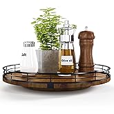 Farmhouse Oak 12" Lazy Susan Turntable Organizer for Cabinet, Round Wooden Lazy Susan Organization and Storage for Dining Tab