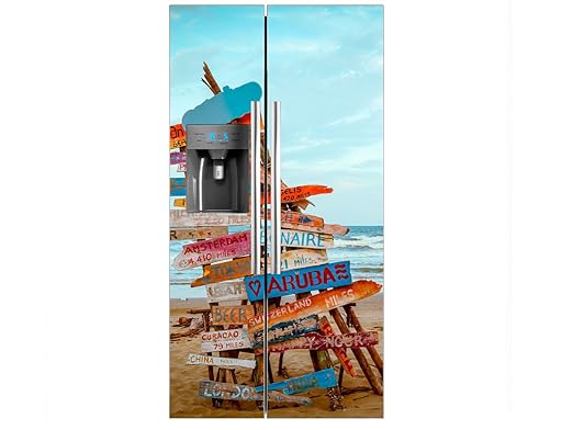 Vinilo Frigorífico Americano Señales Playa | 91x176cm | Varias ...