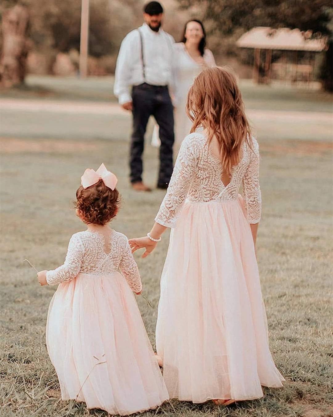 2Bunnies Girl Peony Lace Back A-Line Straight Tutu Tulle Party Flower Girl Dresses: Clothing