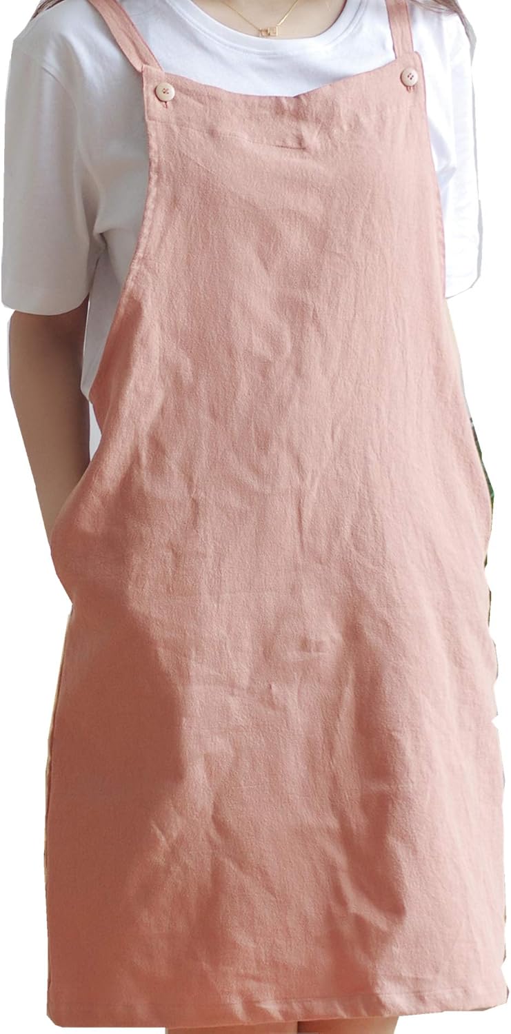 Encasa Küchenschürze Verstellbar 68x85cm - Mit Taschen Aus Recycelter Baumwolle