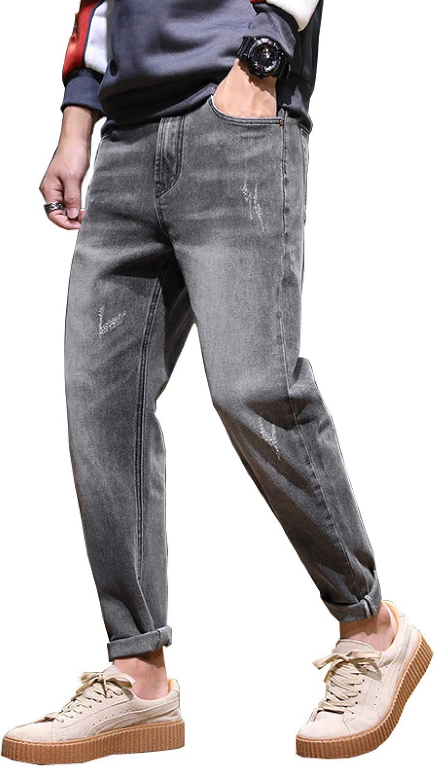 Pantalones Vaqueros Ajustados Con Estampado De Pin... – Grandado