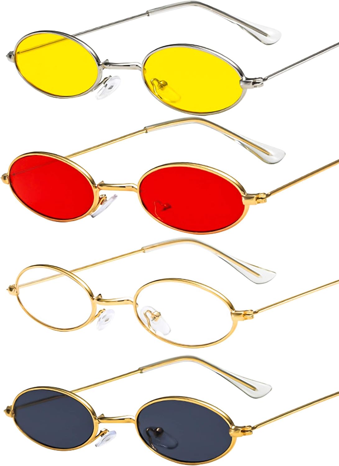Lunette De Soleil Vintage Femme SGBETTER 4 Paires Lunettes de Soleil Ovales Vintage Petites Lunettes de