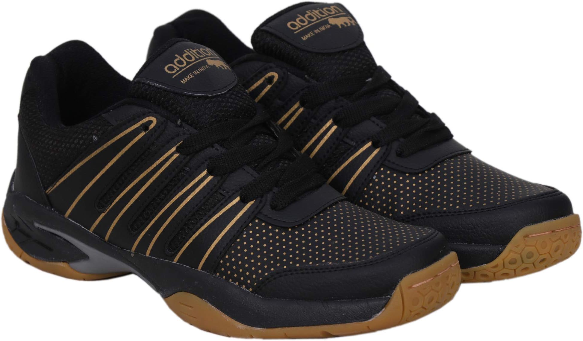 Men's Black PU Sports Badminton Shoes (9 UK/Ind)