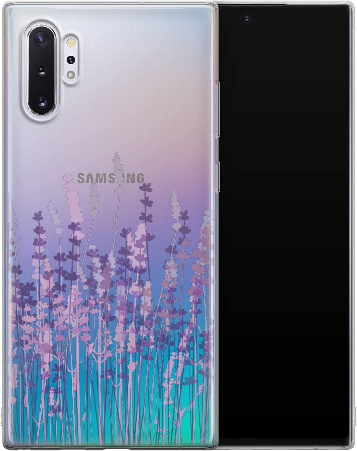 Ufola Case for Samsung Galaxy A91 A01 A9 A10s A8 A71 A6s A20s A70 A50 Clear Lightweight Cover Print Flexible Gift TPU Design Smooth Slim Lavender Blossom Purple Cute Plant Kawaii Garden Wildflower