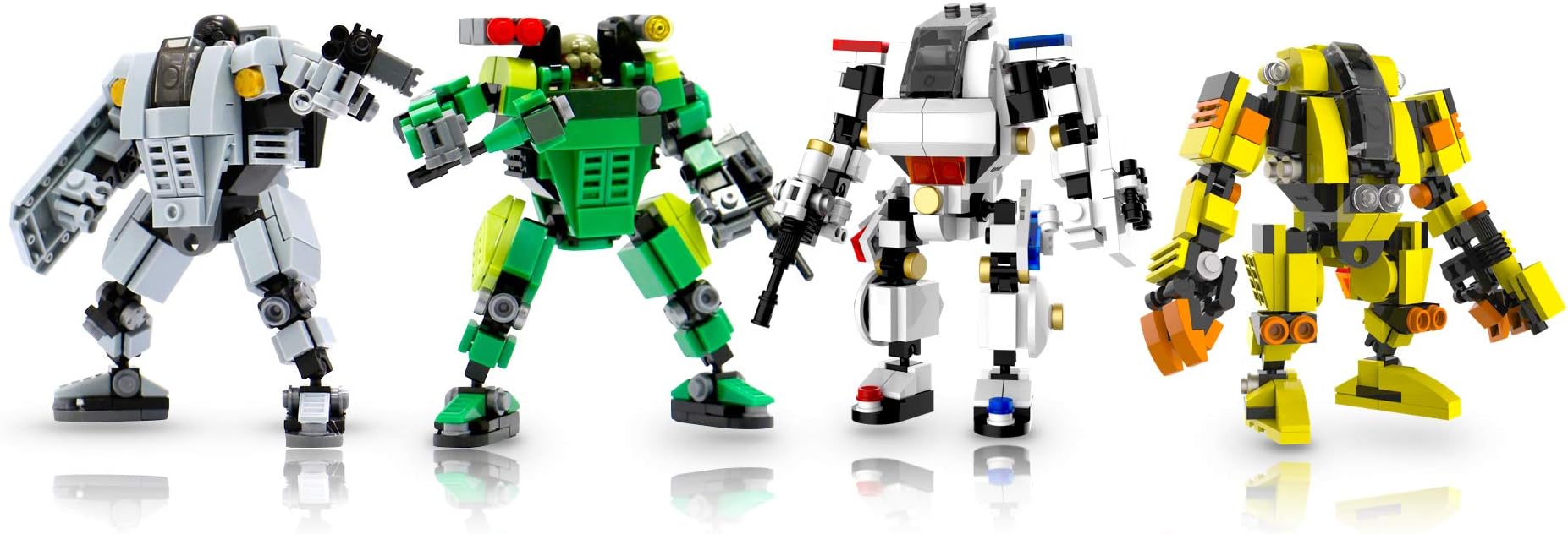 Cool Beans Boutique Set of 4 Kits - Mecha Frame Robot Building Bricks Set (Set of 4 Kits - MF05-A01, MF05-G01, 5013, 5014)