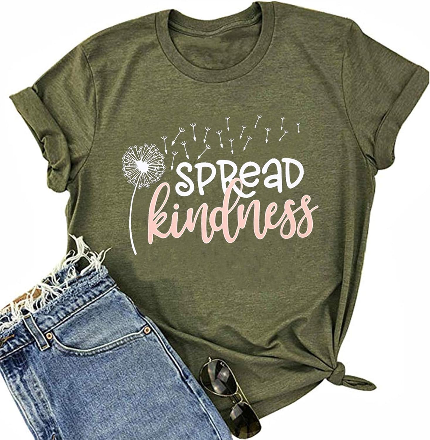 Spread Kindness Shirt Women Funny Dandelion Graphic Casual Life Shirts