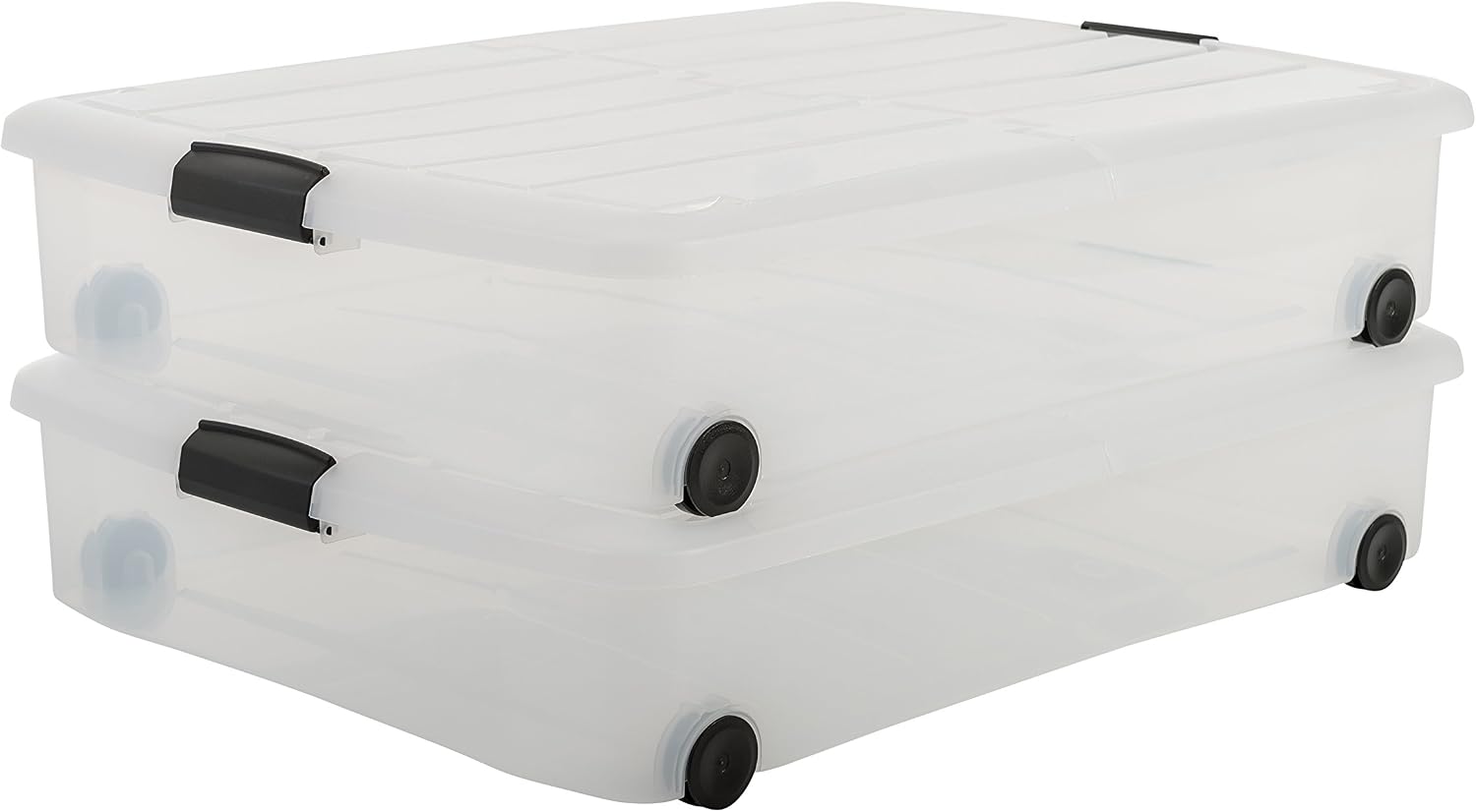 Amazon Brand - Iris Ohyama 140068 Under Bed Box with Wheel 50L Clear (Pack of 2)