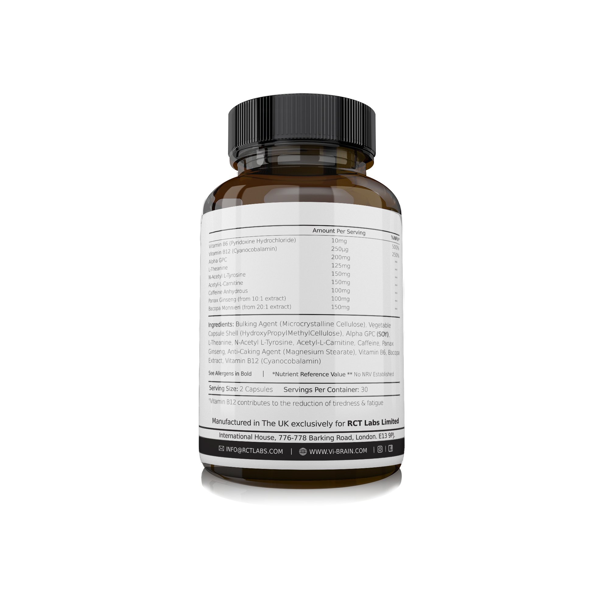 Vi-Brain Nootropic Focus Supplement - Daily Brain Food Providing Mental Stimulation and Stamina for Busy Professionals, Students & Athletes - Concentration Pills Nootropics Supplement - 30 Day Supply