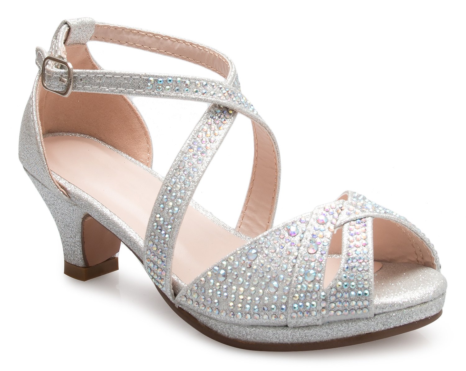 Olivia K Girl's Cute Adorable Strappy Glitter Open Toe Heel Sandals - Adjustable buckle - Image 5