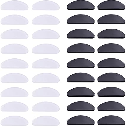 18 Paar Adhesive Nasenpads Brillen Pads Rutschfeste Silikon Nasenpolster für Brillen Sonnenbrillen, 1 mm (Transparent und Sch
