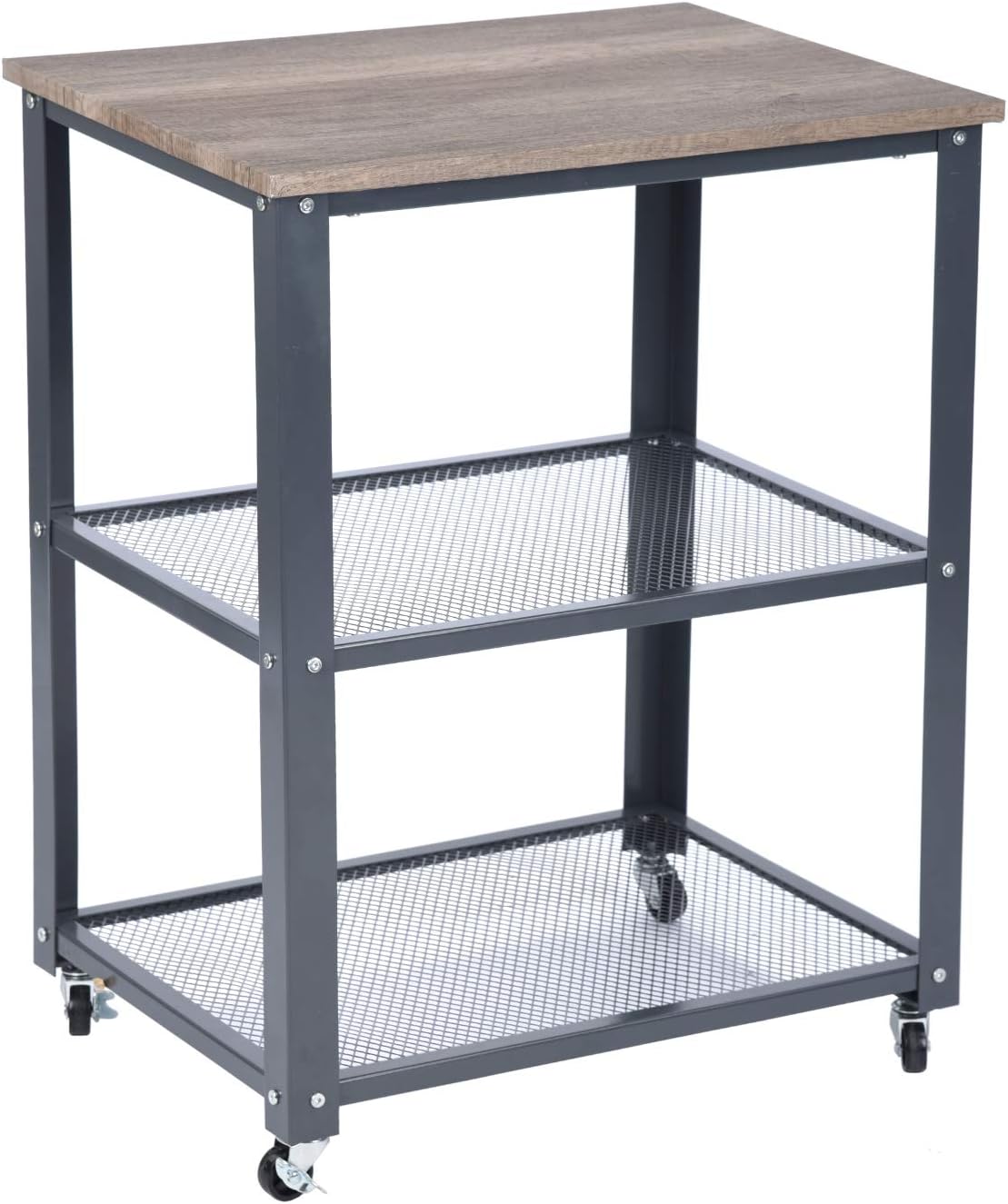 Best Rolling Farmhouse Kitchen Island Cart On Wheels Rustic Wood Industrial Bookshelf