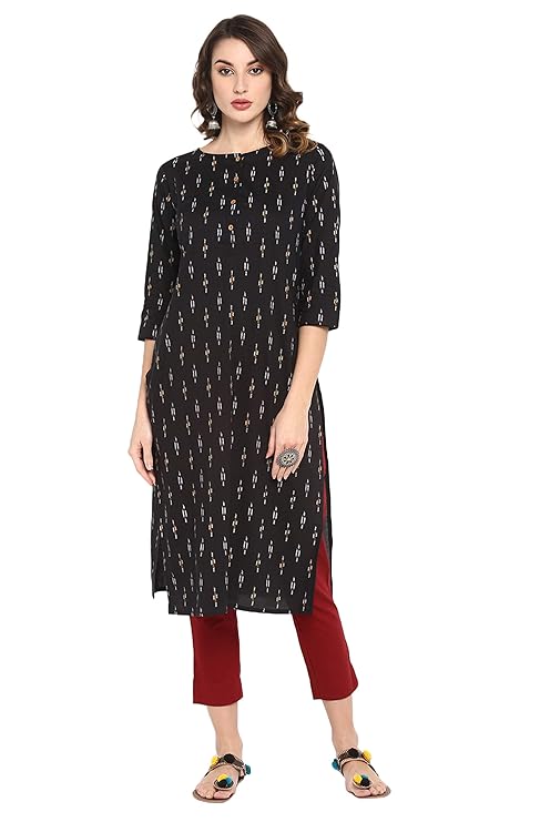 Women's Black Pure Cotton Kurta