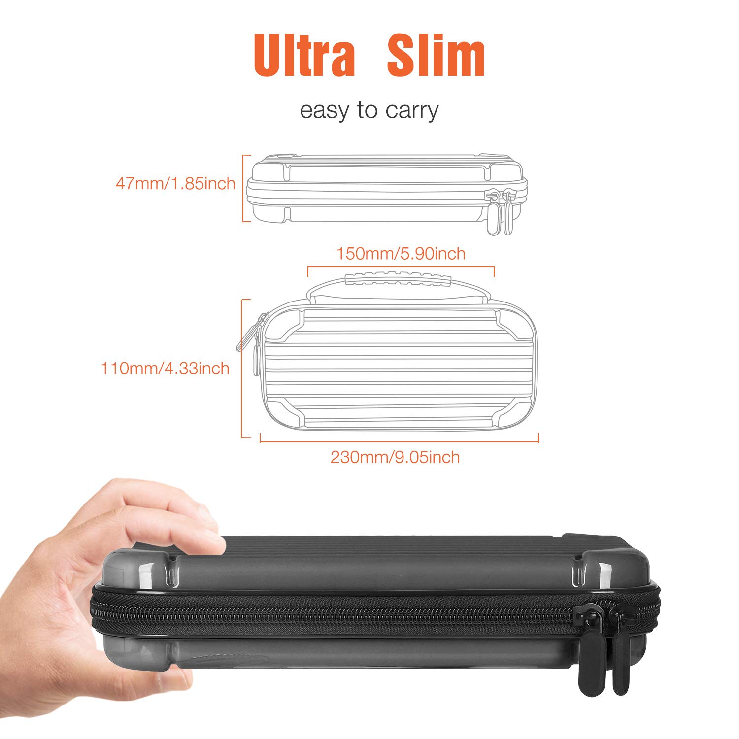 Carrying Case for Nintendo Switch Lite, Tempered Glass Screen Protector Soft Lining Hard Shell Travel Game Bag with 10 Game Card Slots for Switch Lite (Gray)