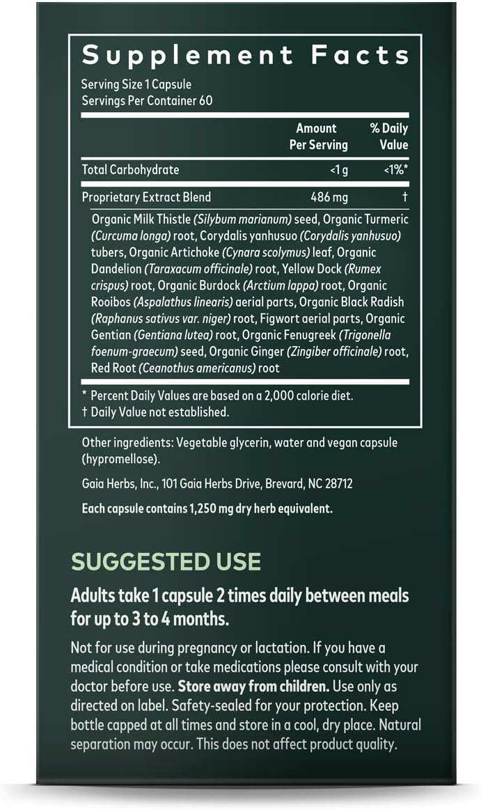Gaia Herbs Liver Cleanse Liquid Phyto-Capsules, 60 Count: Health & Personal Care