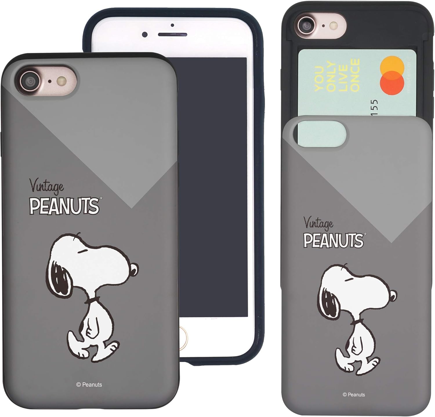 Amazon Com Willbee Compatible With Iphone Se Iphone 8 Iphone 7 Case 4 7inch Peanuts Slim Slider Card Slot Dual Layer Holder Bumper Cover Vivid Snoopy Walking