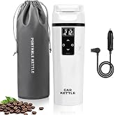 FVPE Car Electric Kettle with Boil &amp; Keep Warm for Commute/Travel,450ML | 12V/24V Water Boiler for Car/Truck,304 Stainless Steel 12V Kettle,Adjustable Temp,Boil-Dry Protection,Storage Bag &amp; Filter