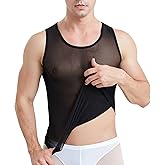 ABAFIP Men's Mesh Sheer Rave Tank Tops Summer Undershirt Semi See Thru Fitted Gym Workout Muscle Vest