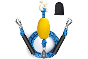 ASVAEVAS Self Centering Boat Tow Harness for Tubing, Boat Tow Rope Harness with Pulley and Large Hooks for Towing 1-4 Riders Towable Tubes, Pulling Water Skiing, Wakeboarding