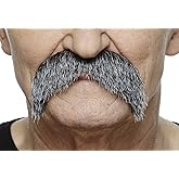 Mustaches Self Adhesive Walrus Fake Mustache, Novelty, Realistic False Facial Hair for Adults, Costume Accessory for Adults, Salt and Pepper Color