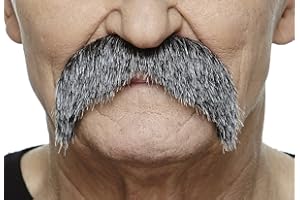 Mustaches Fake Mustache, Self Adhesive, Novelty, Walrus False Facial Hair, Salt and Pepper Colors