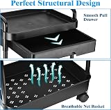DUOJIN 3 Tier Rolling Utility Cart with Lockable Wheels & Mesh Baskets view 7