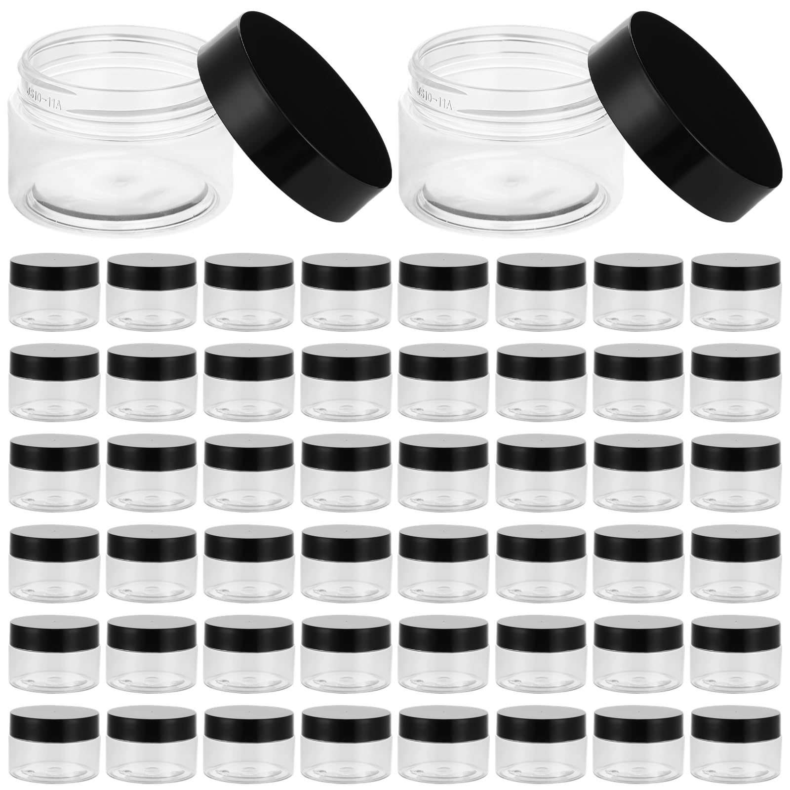 Photo 1 of 150 Pack 1 Oz Plastic Container Jar with Lids - Mini Small Round Clear Cosmetic Jars and Labels BPA Free for Lotion, Cream, Ointments, Samples, Makeup, Travel Storage