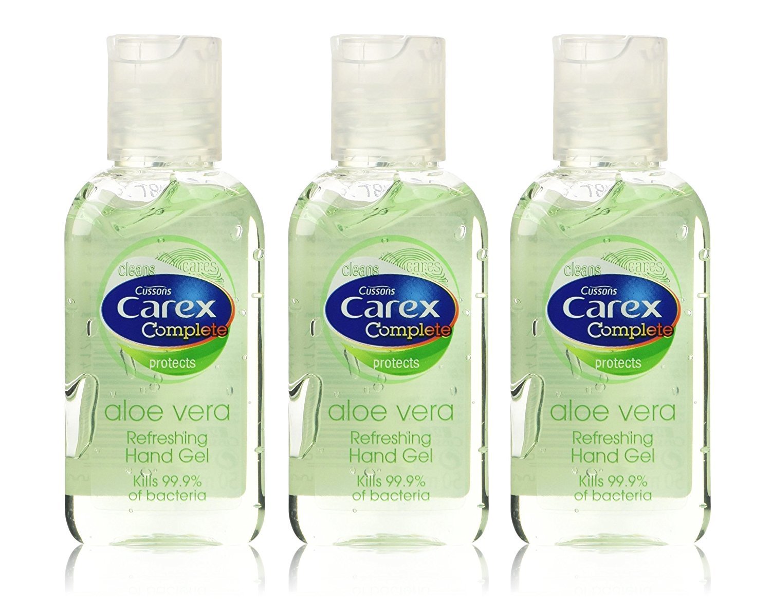 3x Cussons CAREX ALOE VERA Refreshing HAND GEL Antibacterial 50ml Pocket Size