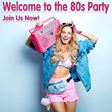 Carreuty 19Pcs 80s Accessories Set Pink Retro Fancy Dress for Women with view 6