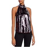 Joie Womens Sequined Sleeveless Lei Halter Party Top Size