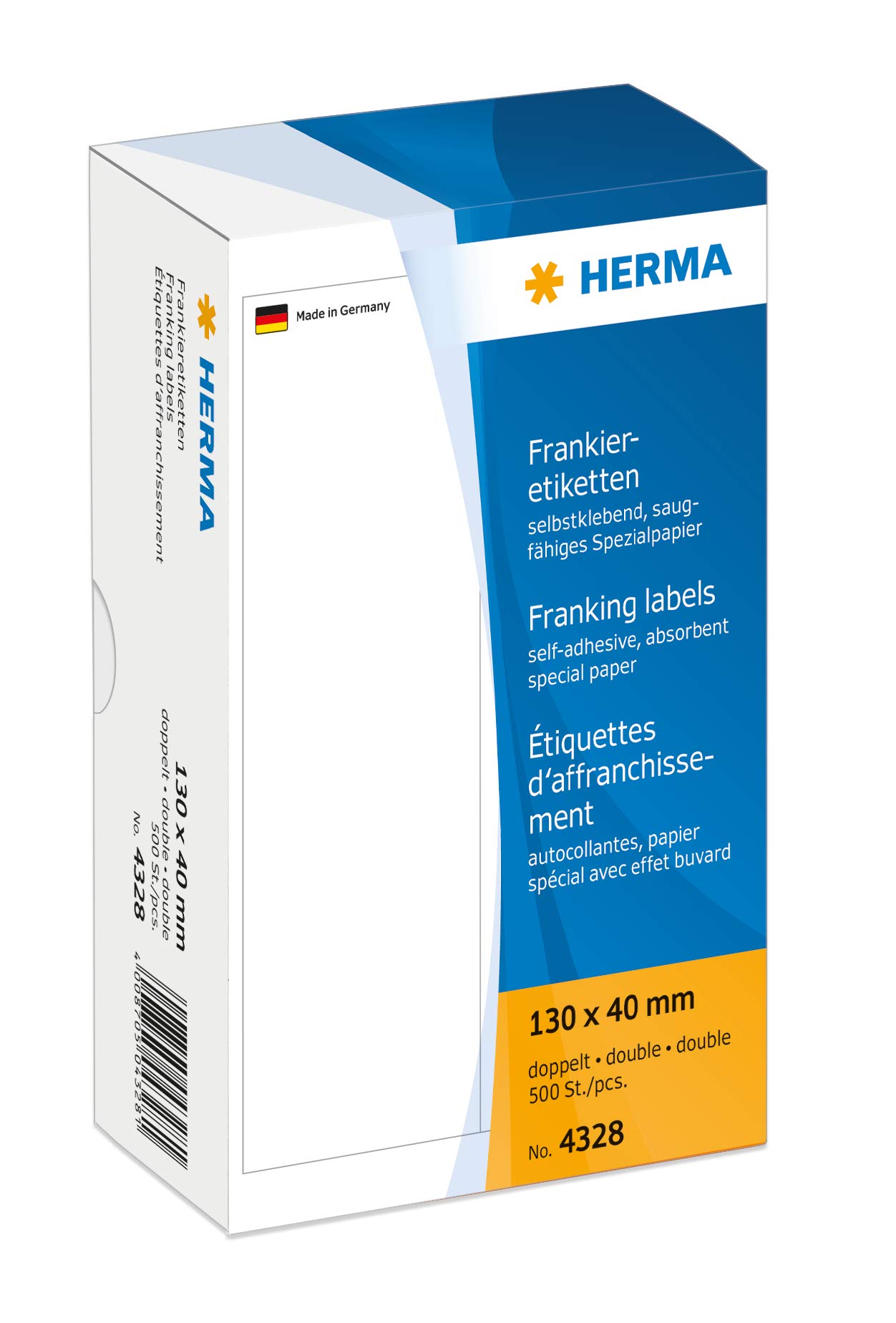Herma 130 x 40 mm Double Franking Labels (Pack of 500), White — image 1