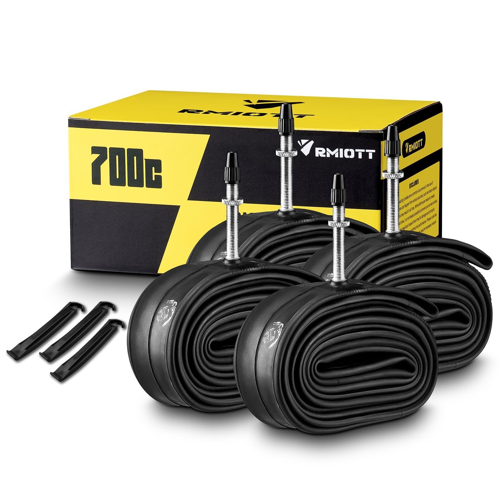Photo 1 of Rmiott 700c Road Bike Tire Tubes 700 x 28c 30c 32c, Gravel Bike Tube Presta Valve 48mm (4 Pack)