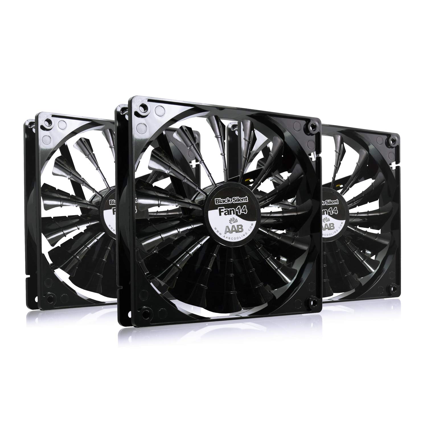 AABCOOLING Black Silent Fan 14 - Silent and Efficient 140mm Fan with 4 Anti-vibration Pads, PC Fan, Cooling Fan, 12V, Airflow Fan, Silent PC Fan - Value Pack 3 Pieces 18.6 dB(A), 58.8 CFM, 1000 RPM