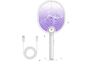 Buzbug Electric Fly Swatter, Type-C Rechargeable Mosquito Swatter, Foldable, Dual Handheld and Auto Zap Mode, 3800V Powerful Instant Bug Zapper Racket, Mosquito Bat for Indoor Outdoor Camping -WD956A