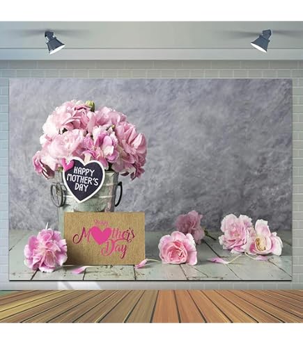 Happy Mother's Day Photo Backdrop - 6x4FT Flowers Background For Party Decoration & Photoshoot
