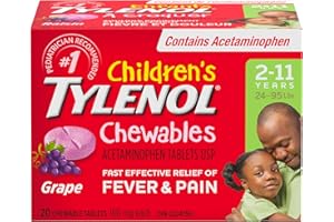 Children's Tylenol Chewables with 160 mg Acetaminophen, Pain Reliever & Fever Reducer for Kids' due to immunizations, colds, 