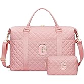 Gifts for Teen Girl, Initial Travel Duffle Bag, Personalized Women Weekender Overnight Bags, Gift for Daughter Kid Girl Wife Friend（Pink,G)