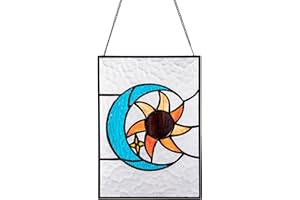 DHCGPP Tiffany Moon-Style Stained Glass Hangers, Window Panels, Home Wall and Window Hanging Sun Catcher, Handcrafted Tiffany Enthusiast Gifts for Decoration.
