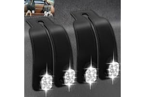 ARIKJ Elegant Modern Bling Black Car Hooks for Purses and Bags, 2PCS Luxurious Leather Headrest Hooks