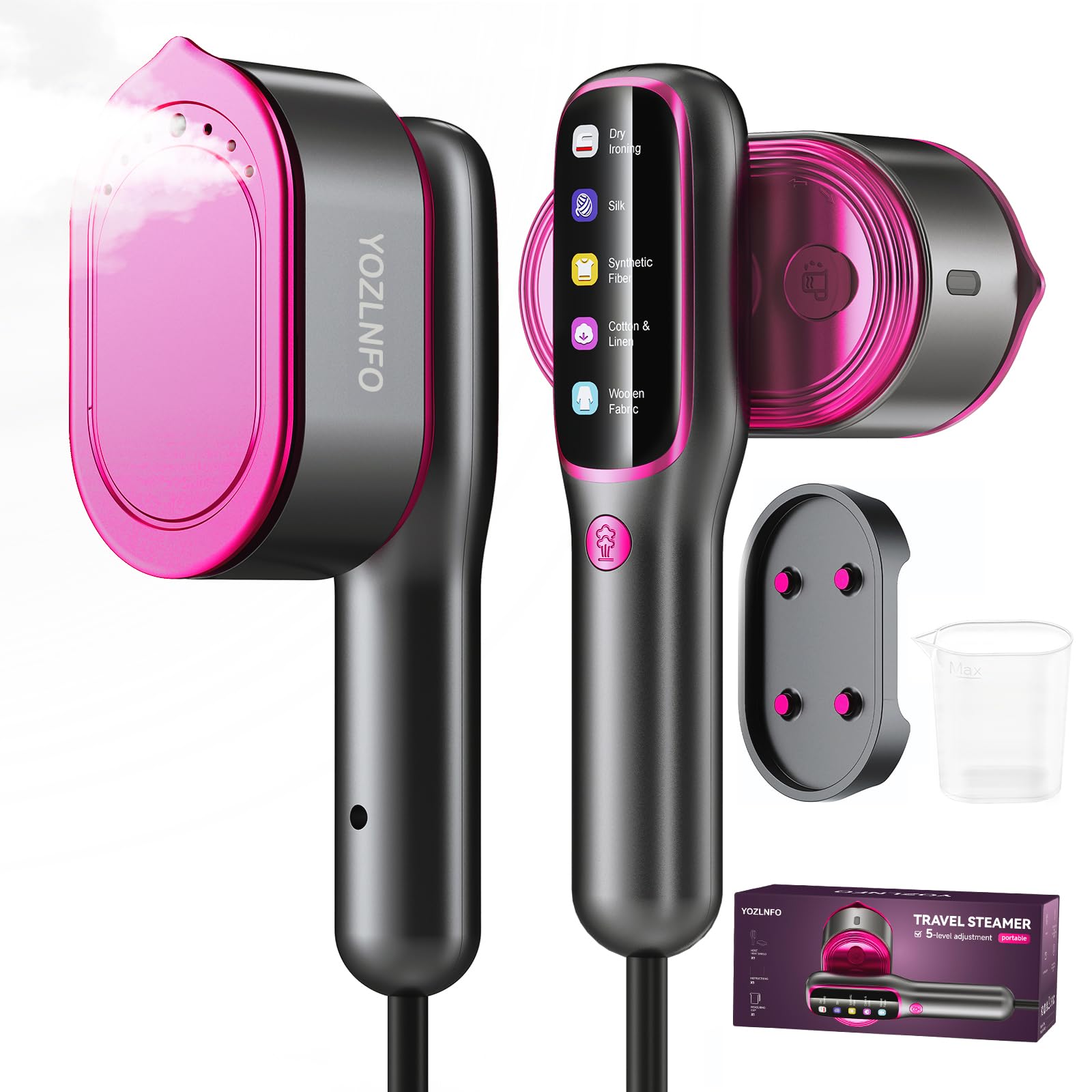 Photo 1 of YOZLNFO Travel Steamer for Clothes Portable: 2-in-1 Mini Handheld Garment Steamer Iron - 15s Heat Up & 5 Adjustable Steam - Large Ceramic Panel - 110-120V