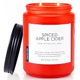 M&amp;Sense Spiced Apple Cider Scented Soy Candle for Home Autumn Decor Gift | 19.4Oz Big Jar Candle 110H Organic Non-Toxic Crisp Apple Spice Fragrance For Fall Home Decor Candle Gift For Women Mom