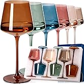 Colored Wine Glasses Set of 6-18oz【Hand Blown】Crystal Colorful Wine Glasses with Stem-Muticolor Wine Glass Wedding gift set for wine lovers Red White Wine Dinner
