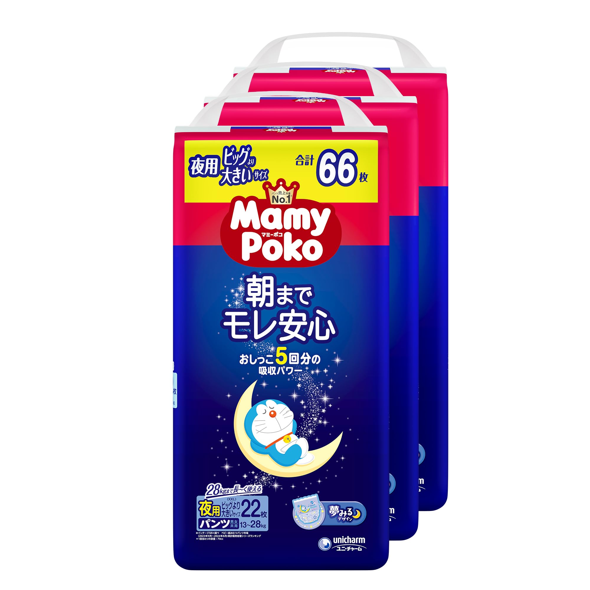 MamyPoko 夜用パンツ ドラえもん オムツ 13~28kg 66枚 マミーポコの商品画像