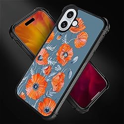 CARLOCA Compatible with iPhone 16 Case, Poppies