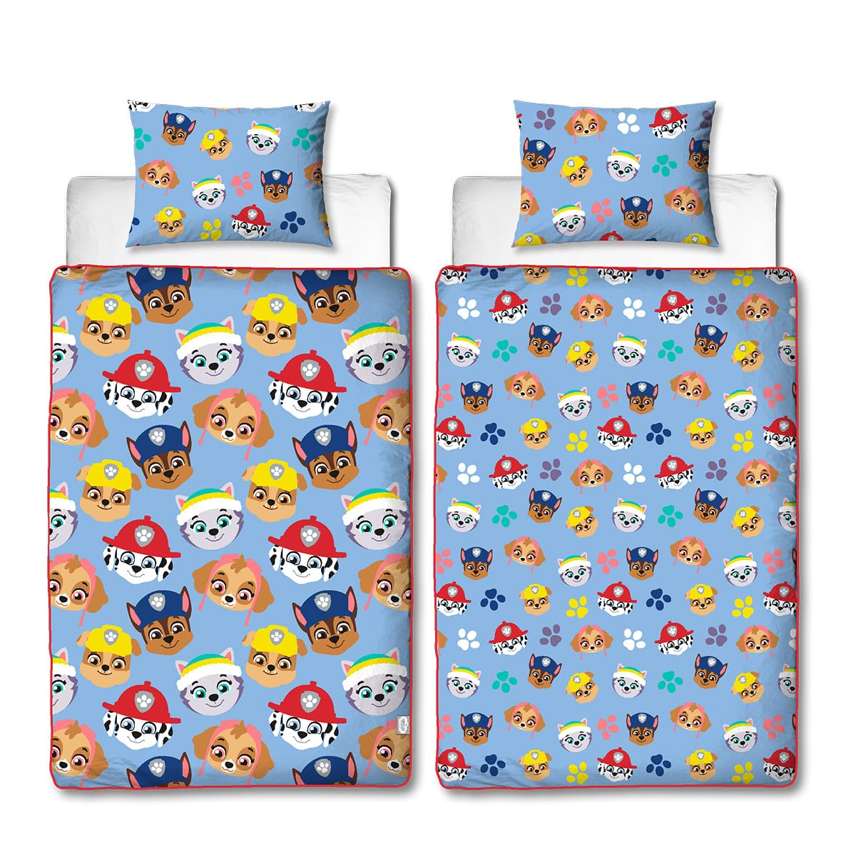 PAW PATROL Single Bed Coverless Duvet Bedding | Reversible Coverless Quilt, Pillow & Pillowcase | Washable Duvet | Perfect For Travelling & Sleepovers | Single 4.5 tog