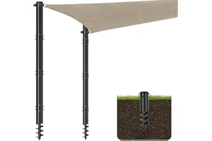 TOCRETOARE Shade Sail Poles, 2 Pack Heavy Duty Sun Poles ,Steel Shade Sail Post with D-Clamp for Outdoor String Light, Patio, Backyard 2.36in