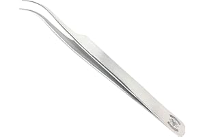 Scientific Labwares High Precision Stainless Steel Lab Forceps with Curved Very Fine Tips